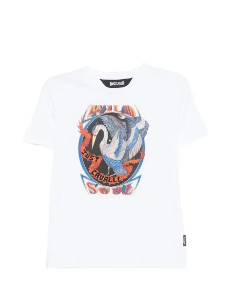 Tricou Just Cavalli cu imagine alb