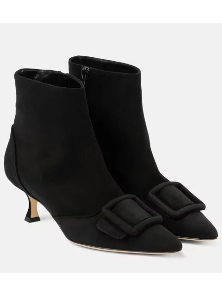 Cizme scurte Manolo Blahnik din piele de căprioară negru