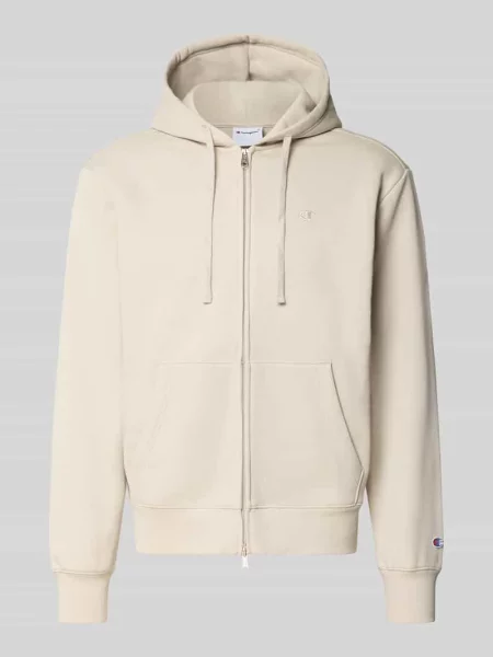 Bluza rozpinana z wyhaftowanym logo i kieszenią kangurka Champion beżowa
