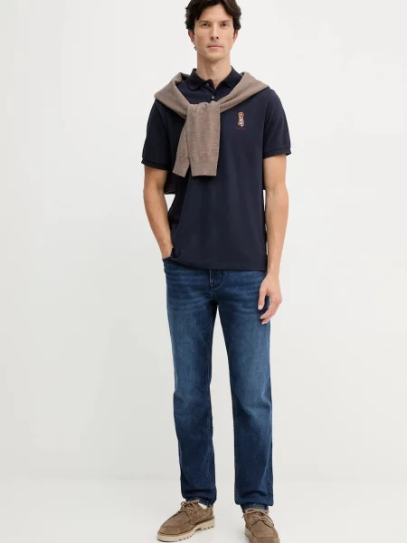 Поло Hackett London с аппликацией синее