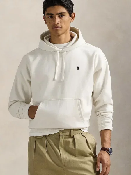 Dukserica Polo Ralph Lauren za muškarce s kapuljačom bez uzorka bijela