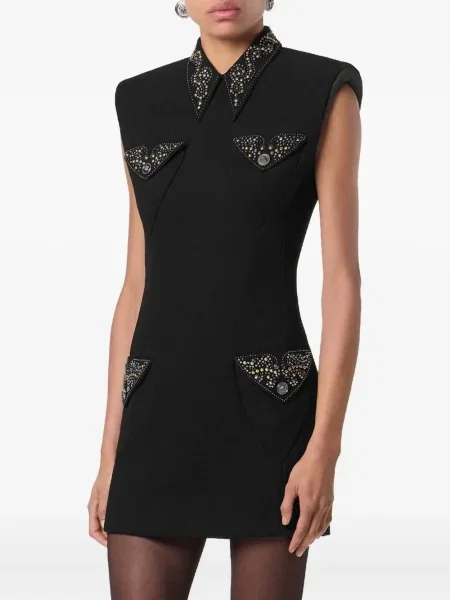 Rochie mini Versace de lână de costum negru