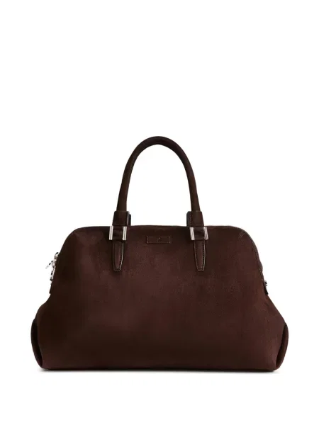 Geantă shopper Kiton din piele de căprioară maro