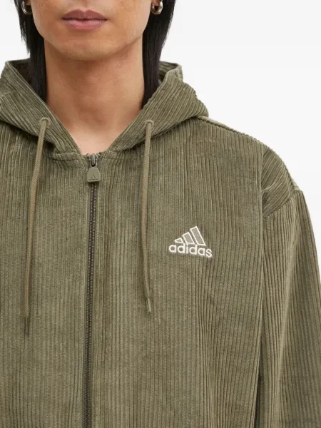 Pantaloni Adidas cu dungi cu broderie din fleece negru