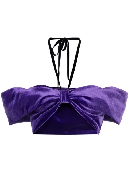 Decupat top Philosophy Di Lorenzo Serafini de catifea cu gât halter violet