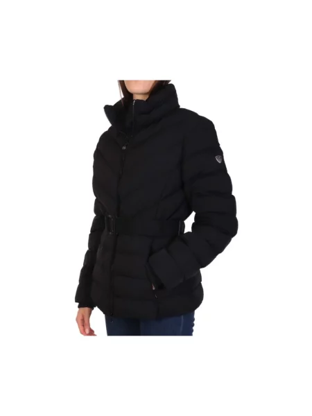 Lniana kurtka Emporio Armani Ea7 z paskiem czarna