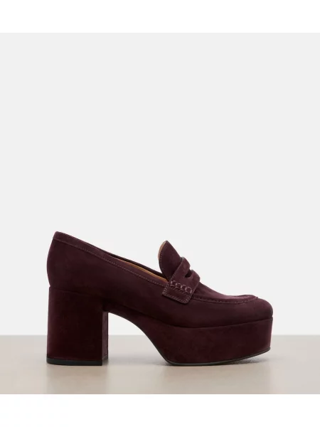 Pantofi loafer Gianvito Rossi din piele de căprioară cu platformă maro