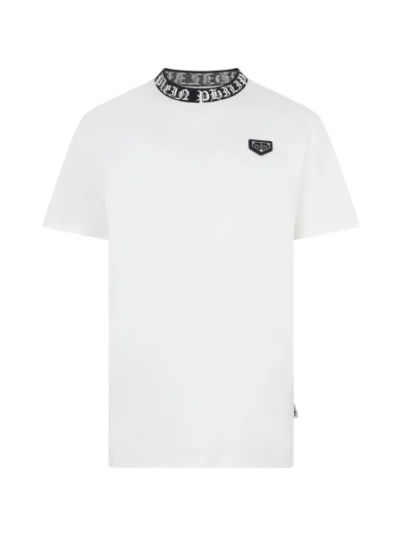 Tricou Philipp Plein din jerseu alb
