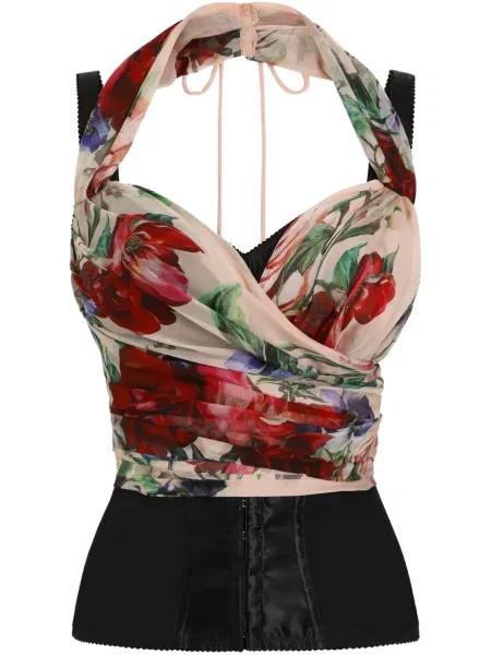 Top Dolce & Gabbana cu model floral cu imagine roșu