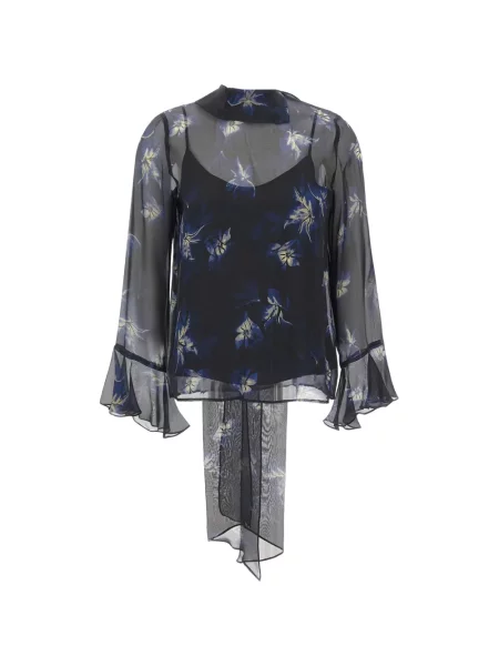 Bluză Max Mara de mătase cu model floral cu imagine negru