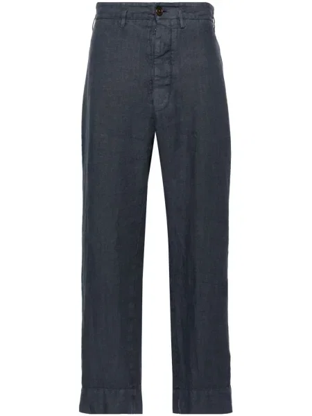 Lněné zkrácené kalhoty Vivienne Westwood modré