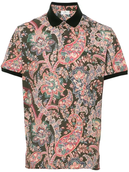 Polo Etro cu imagine cu model paisley verde