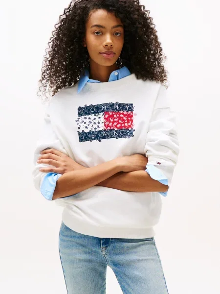 Tommy Jeans Mikina Floral Flag biela