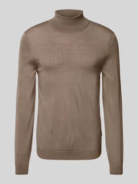 Dzianinowy sweter z golfem Boss zielony
