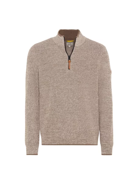 Lniany sweter Camel Active brązowy