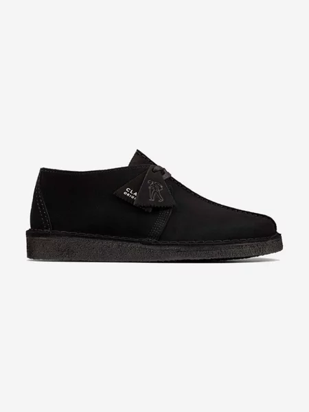Clarcks Originals pantofi de piele intoarsa femei cu plat negru