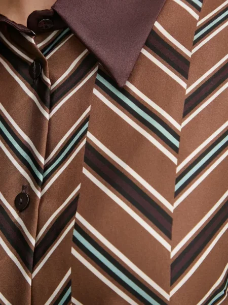 Cămașă Luisa Spagnoli cu imprimeu geometric maro