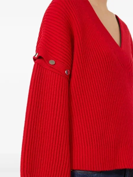 Pulover Sportmax cu decolteu în V roșu