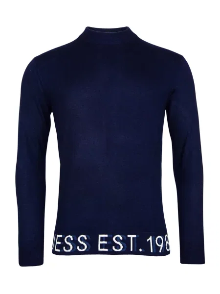 GUESS Pulover Alf bleumarin alb