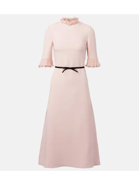 Rochie midi Valentino cu volane până la genunchi de costum roz