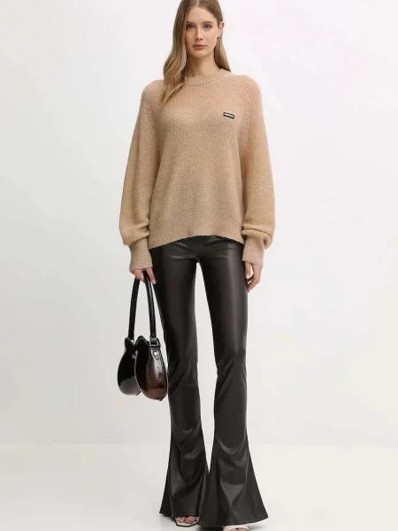 Rotate pulover din amestec de lână light bej