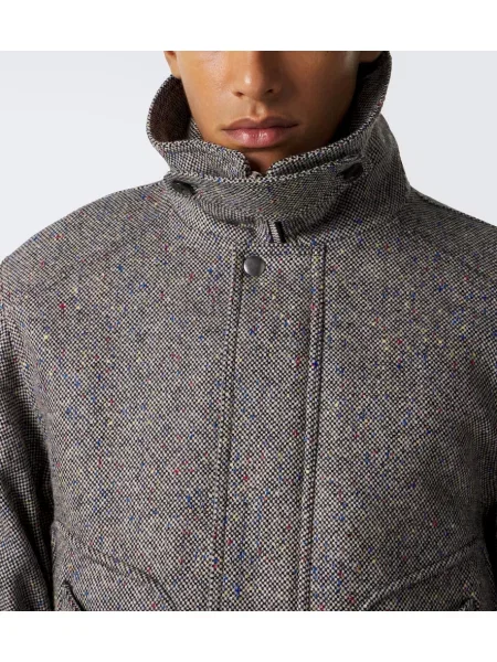 Geacă Dries Van Noten de lână în carouri gri