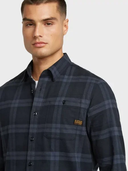 Картата сорочка G-star Raw синя