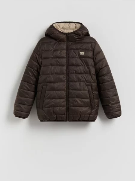 Reserved Jachetă reversibilă cu glugă maro-închis maro