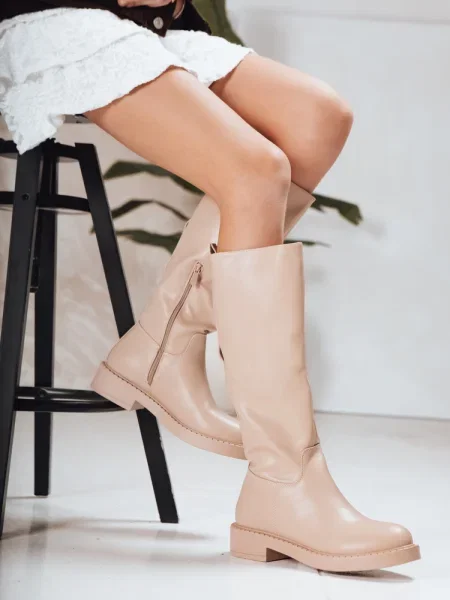 Cizme Dstreet fără toc bej