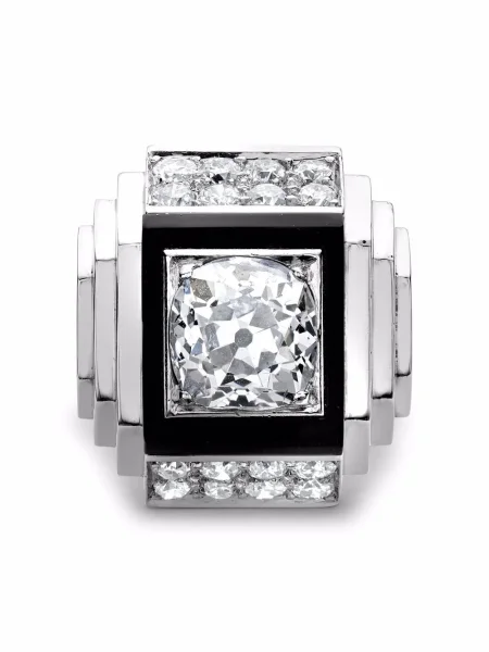 Koktejl diamant platina prsten René Boivin stříbrný