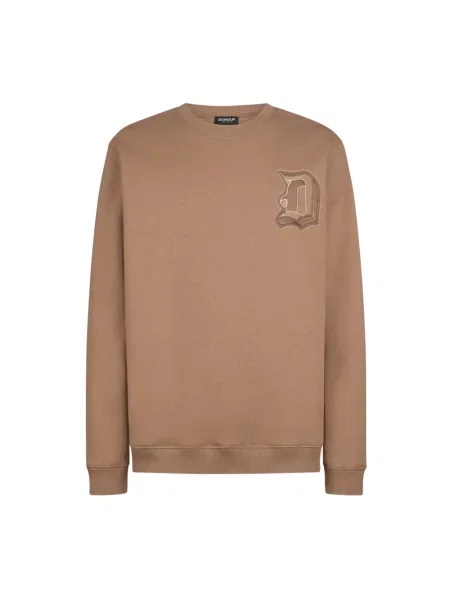 Bluza Dondup z długim rękawem z logo brązowa