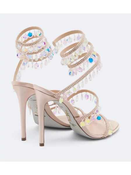 Sandale Rene Caovilla din satin roz