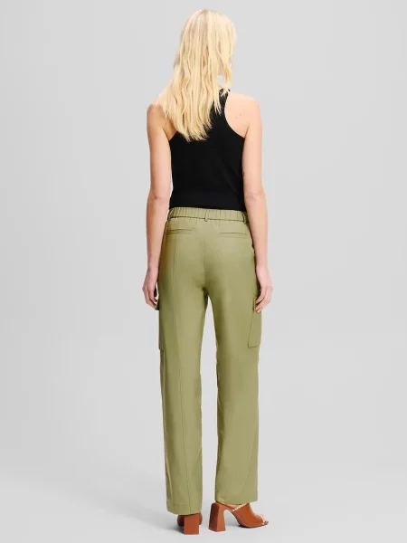 Karl Lagerfeld spodnie proste medium waist zielony