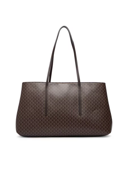 Calvin Klein Torebka Emblem Aop Medium Work Tote ciemny brązowy