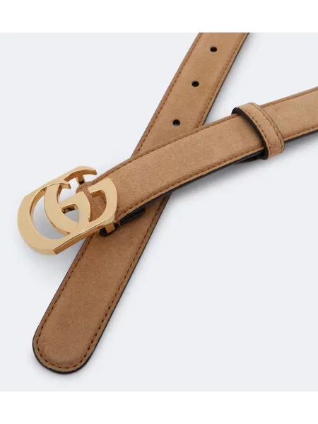 Cu centură curea Gucci din piele de căprioară bej