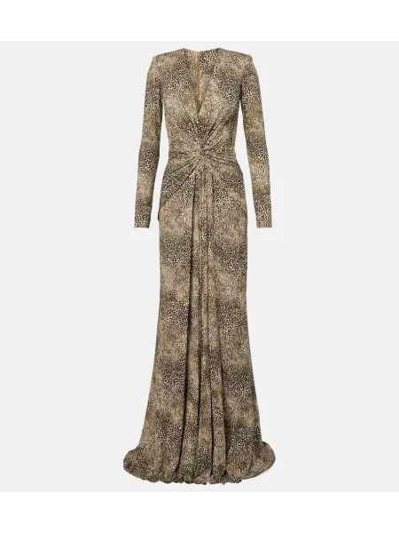 Rochie Elie Saab cu imagine din jerseu maro