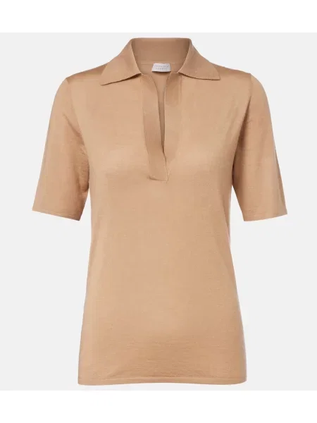 Tricou polo Gabriela Hearst de mătase maro