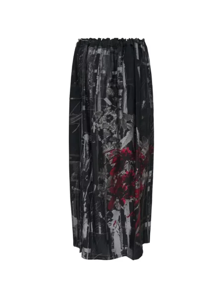 Fusta maxi Y's cu model floral cu imagine cu cordon negru