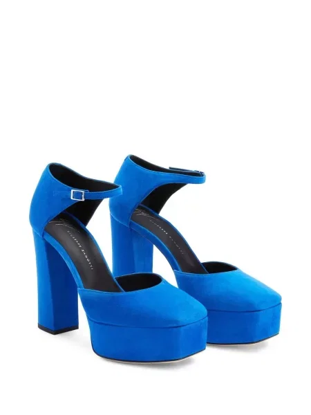 Zomšinės bateliai Giuseppe Zanotti su platforma mėlyna