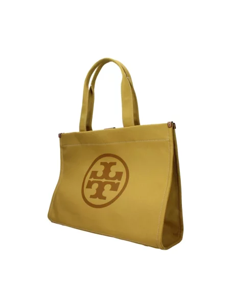 Torebka Tory Burch płócienna z logo żółta