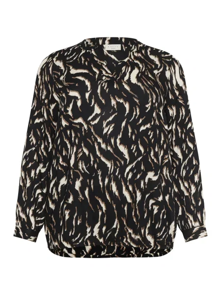 KAFFE CURVE Bluză KCDiana ecru / maro caramel negru