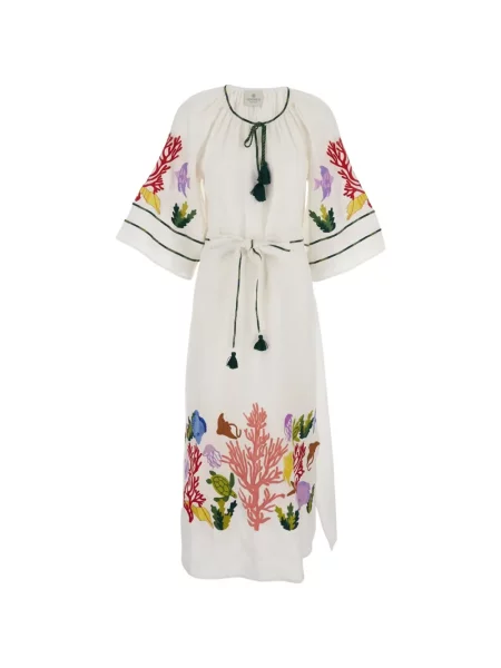 Rochie maxi Benaras By Citrus cu broderie alb