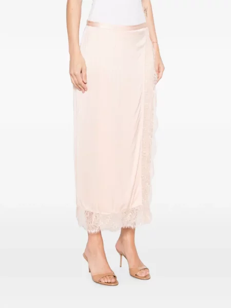 Fusta maxi Twinset din dantelă roz