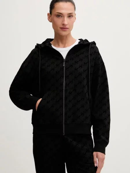 HUGO hanorac de loungewear pentru femei cu FLOKKY_JACKET negru