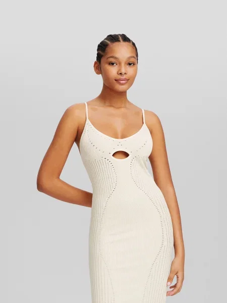 Bershka Pletena obleka ecru