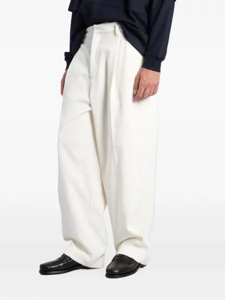Pantaloni Darkpark de catifea cord alb
