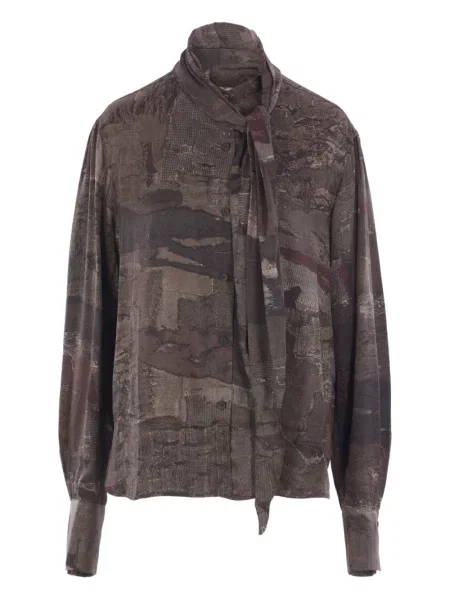 Košile Ziggy Chen s potiskem hnědá