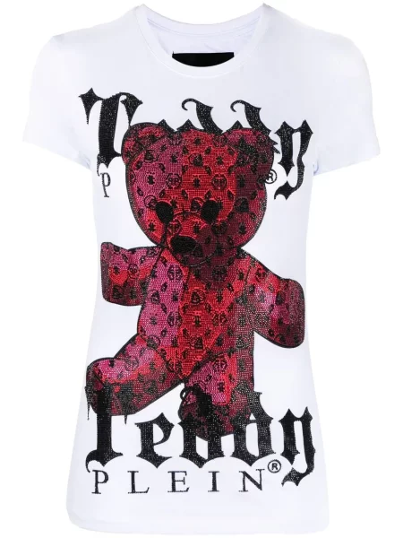 Tricou Philipp Plein cu imagine teddy alb