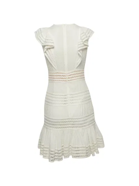 Rochie midi Zimmermann cu volane din dantelă alb