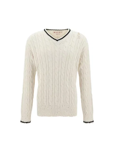 Dzianinowy sweter Marni beżowy